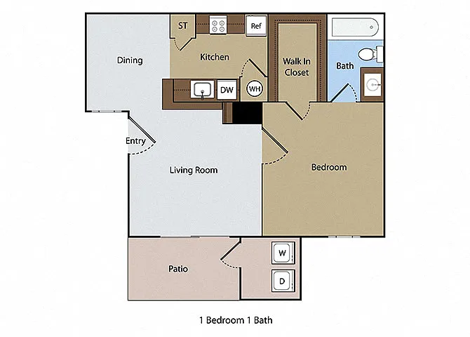 Floor plan 1 BR 1 BA