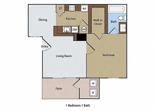 Floor plan 1 BR 1 BA