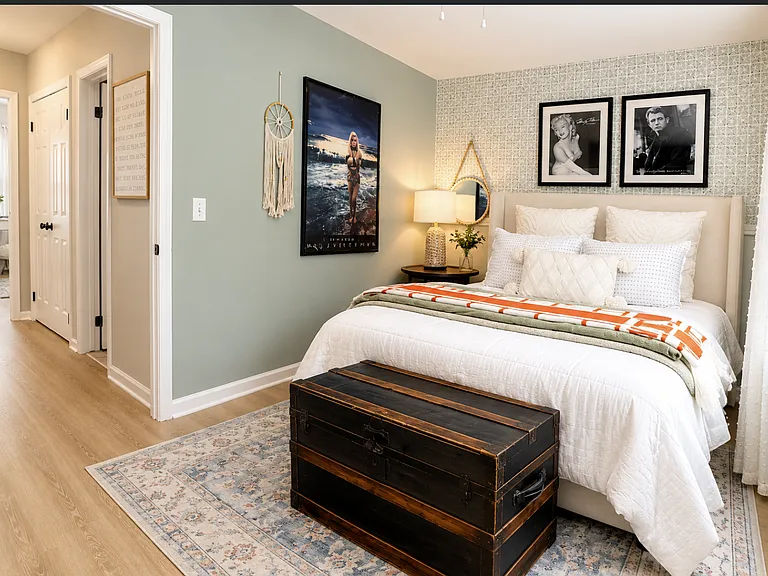 Second bedroom featuring a spacious closet, ample natural light, and flexible space perfect for guests, a home office, or additional living needs.