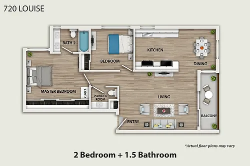 Floor plan 2BR/1.5BA