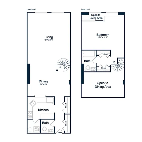 Floor plan AL4R | 1 Bed | 1.5 Bath | Loft