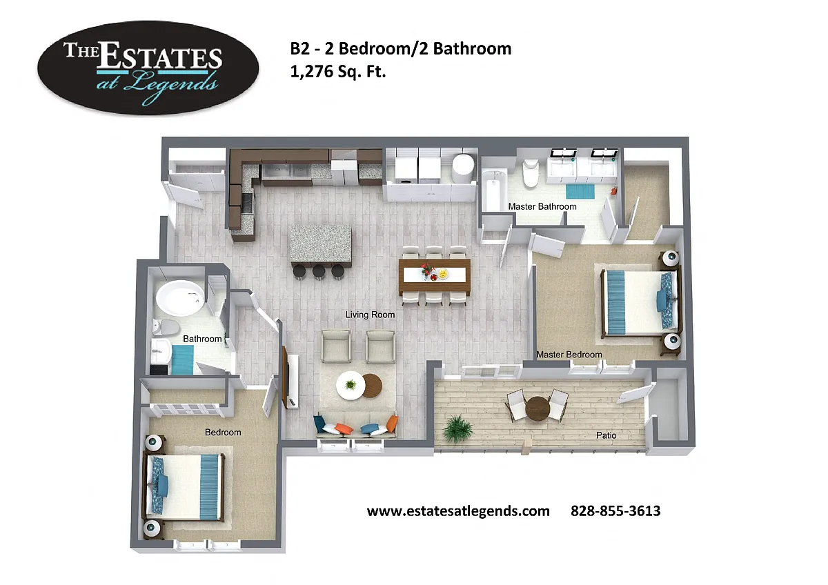Floor plan B2- 2 Bedroom / 2 Bath
