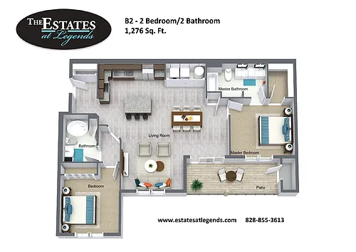Floor plan B2- 2 Bedroom / 2 Bath