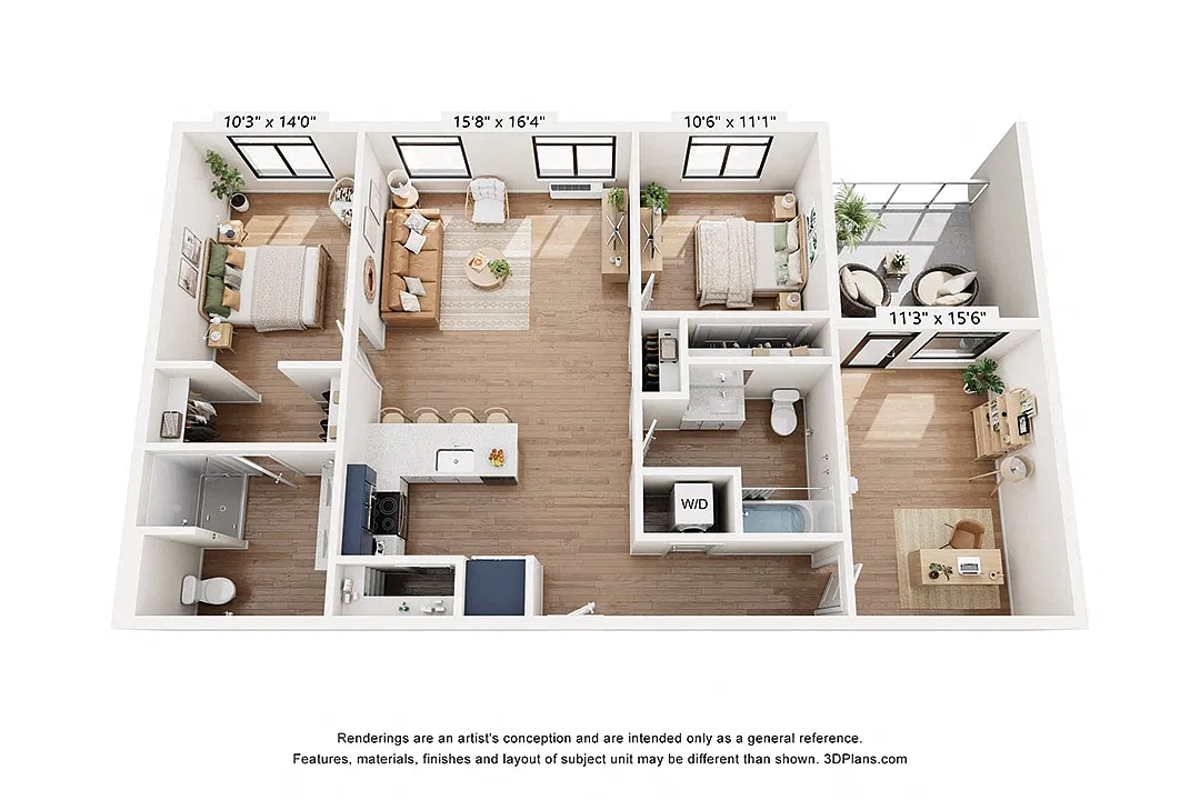 Floor plan C4 2x2 w/Den