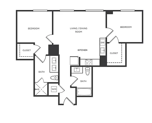 Floor plan 2 Bed/2 Bath-B