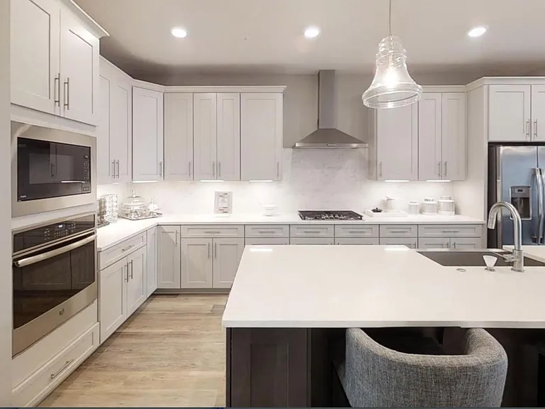 Kitchen counter sink, white cabinets