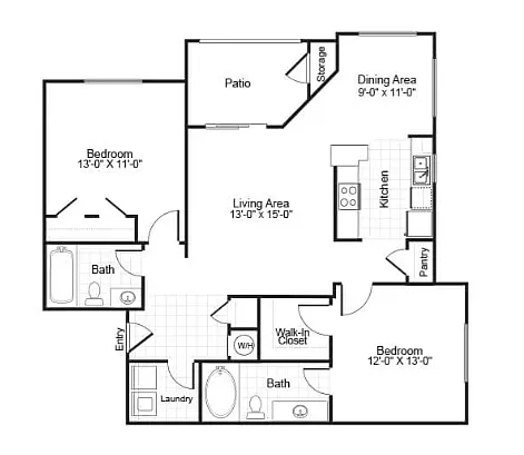 Floor plan 2B - 60