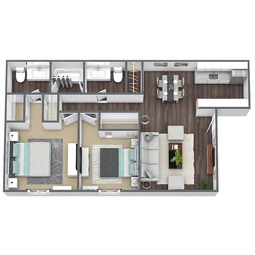 Floor plan B2: 2 Bed 1.5 Bath
