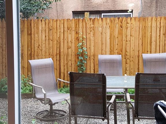Private patio with new fence