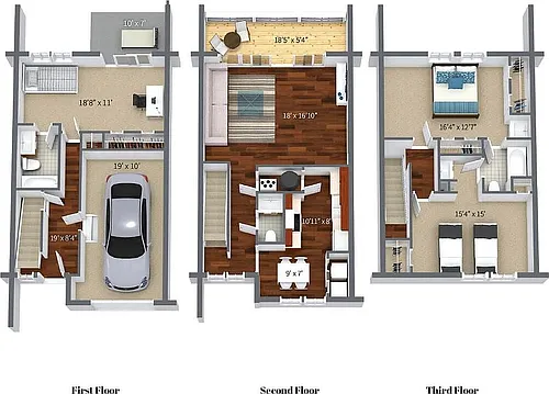 Floor plan 3 Bedroom, 2 and Half Bathroom
