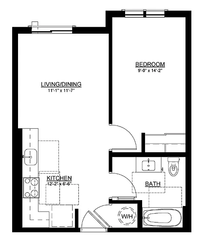 Floor plan 1 Bedroom Type C