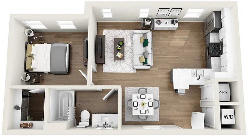 Floor plan 1A5R - Phase 1 Renovated