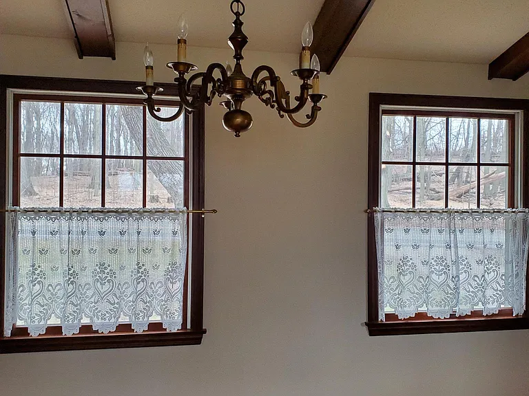 Beamed ceiling in country kitchen