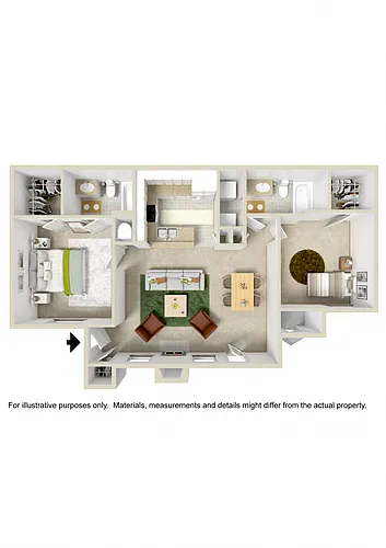 Floor plan 2 Bed 2 Bath with Optional Fireplace or Vaulted Ce