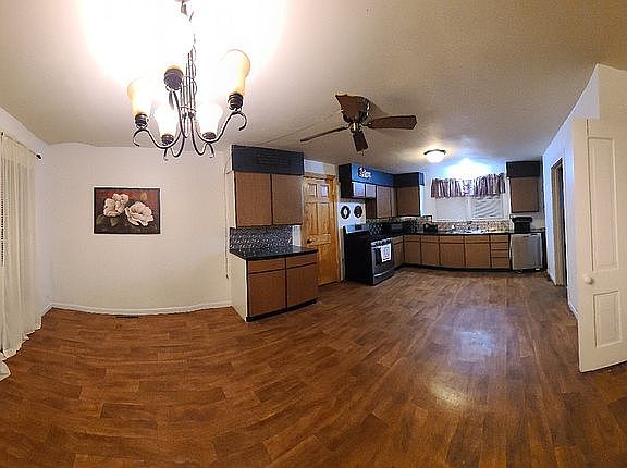 Kitchen and dining room. 