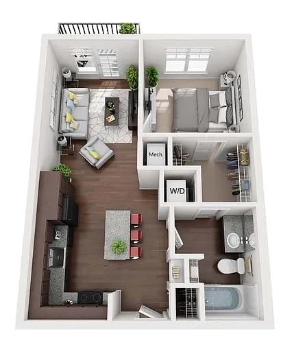 Floor plan One Bedroom - Flex