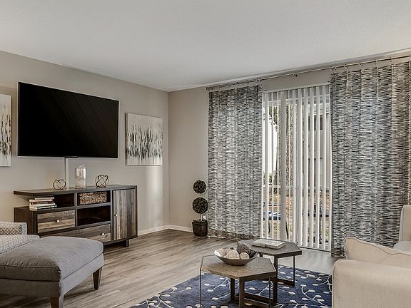 Living room with sliding glass doors