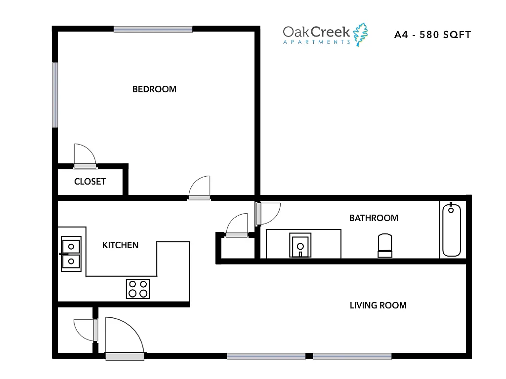 Floor plan 1 Bedroom - 1 Bath