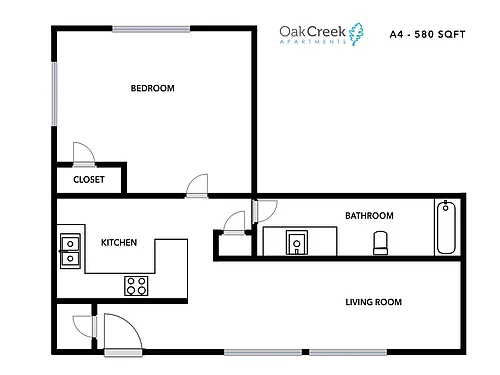 Floor plan 1 Bedroom - 1 Bath