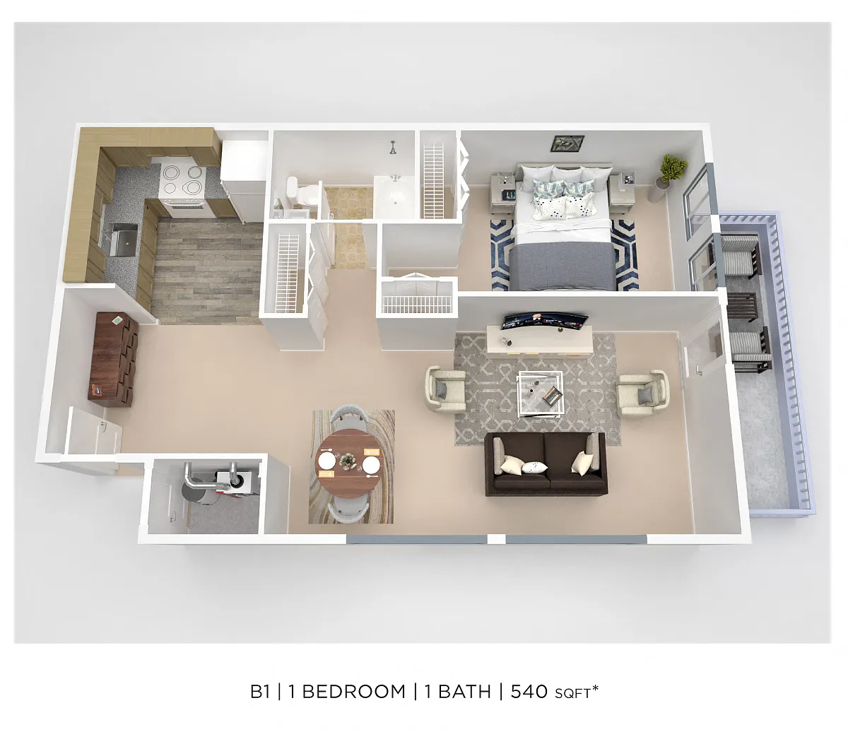 Floor plan One Bedroom - 540 sqft
