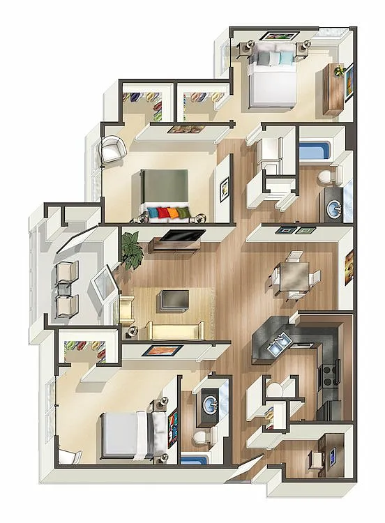 Floor plan C1 - Walden with Porch - Three Bedroom, Two Bathro