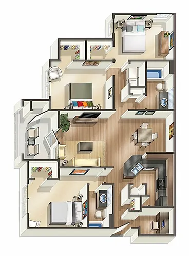 Floor plan C1 - Walden with Porch - Three Bedroom, Two Bathro
