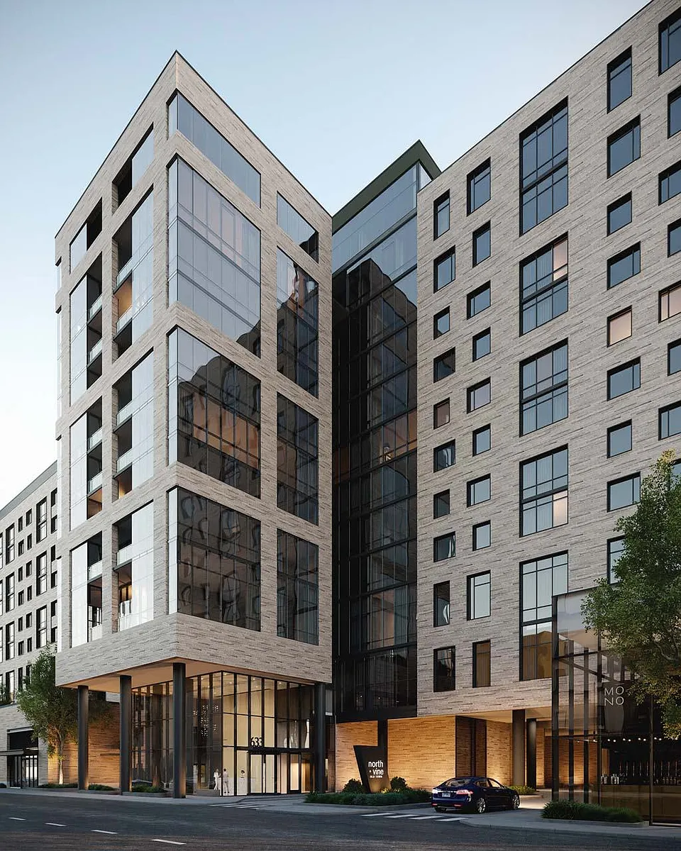 Embrace the modern design of the building's exterior, where every detail enhances your lifestyle. - Windsor North + Vine