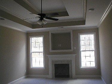 Master Bedroom Trayed Ceiling and Fireplace