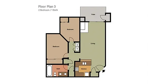 Floor plan 2 Bedrooms, 1 Bathroom