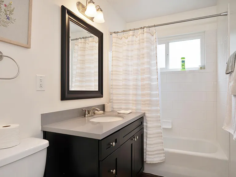 Updated bathroom with sparkling shower