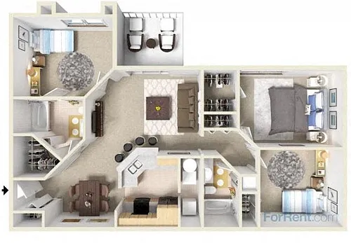 Floor plan 3 Bedroom + 2 Baths