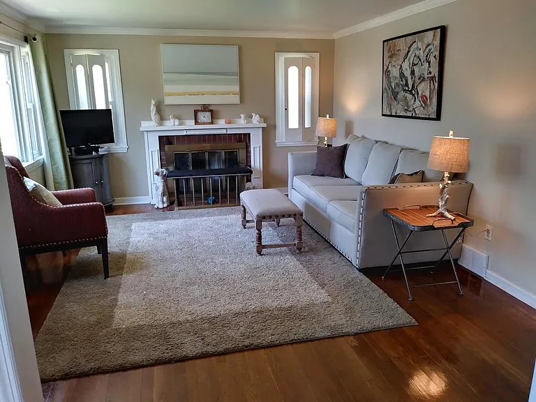Living room with hardwood floors.