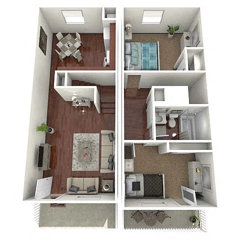 Floor plan 2BR/1BA Lilac Townhome