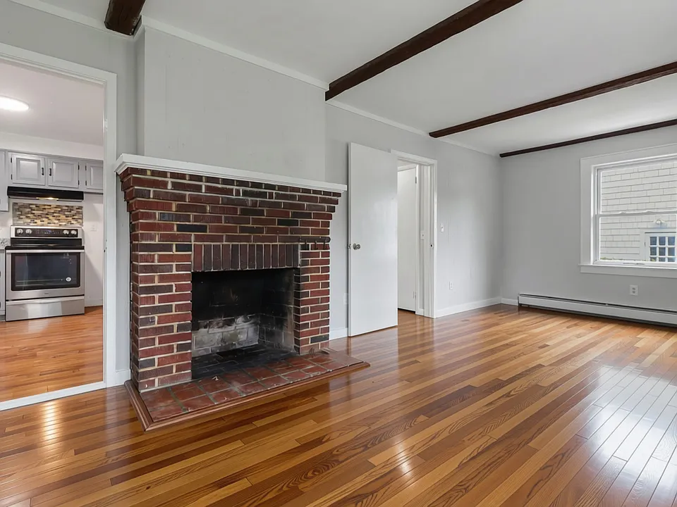Living room/entrance with fireplace