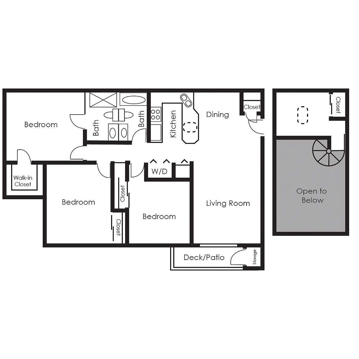 Floor plan Three Bedroom Loft