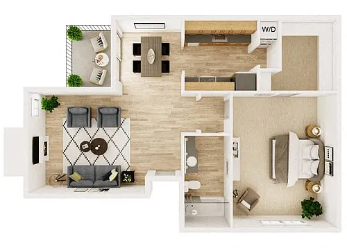 Floor plan 1 Bedroom 1 Bath B