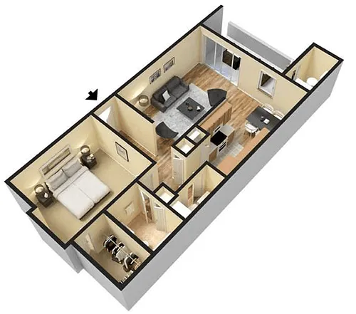 Floor plan Cloisters 1 Bedroom 1 Bathroom