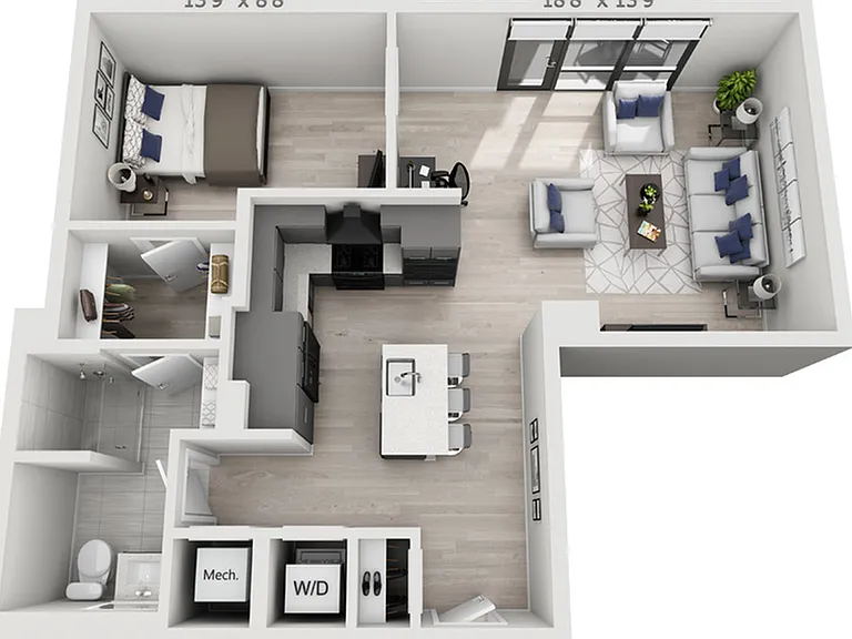 One Bedroom One Bath Penthouse (781 SF) One Bedroom One Bath Penthouse (781 SF)