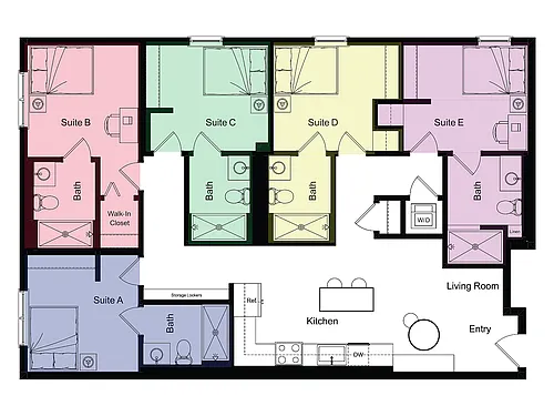 Floor plan A - Private Suite in Shared 5 Bedroom Unit