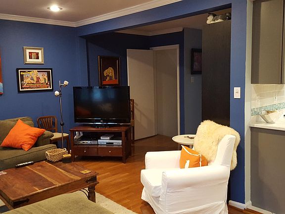 Living room flows into kitchen