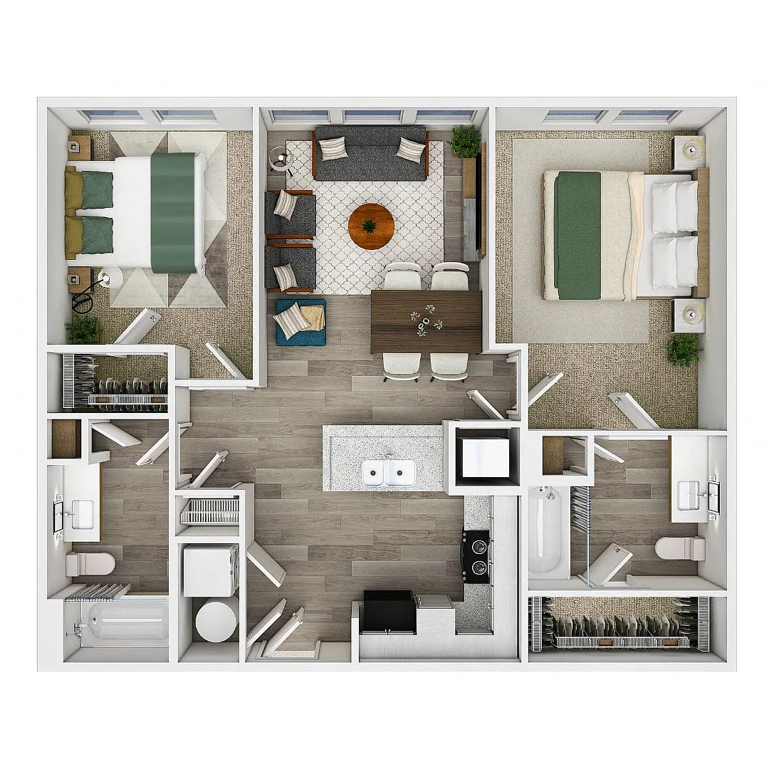 Floor plan 2 Bedrooms | Income Restricted