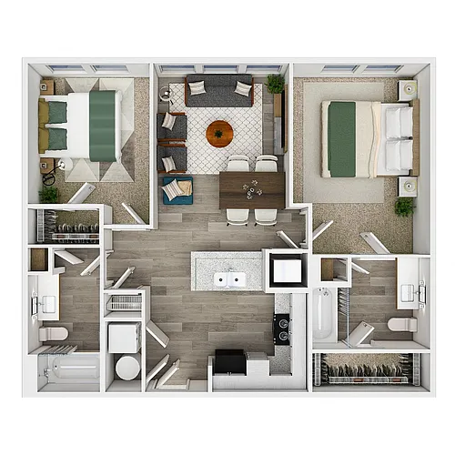 Floor plan 2 Bedrooms | Market-Rate