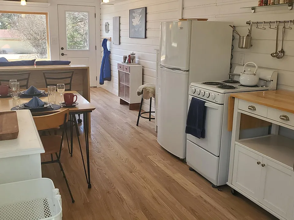 The functional kitchen has all new appliances.