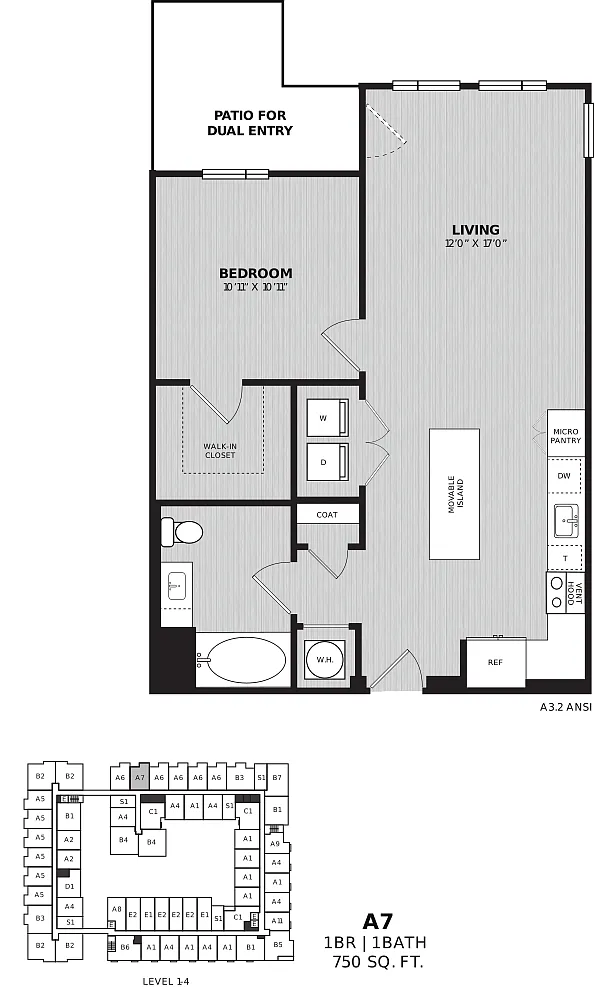 Floor plan 1 Bed/1 Bath-A7 Eames