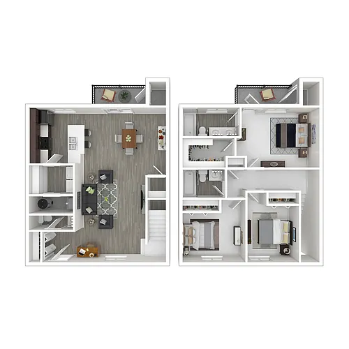 Floor plan 3 Bedroom Townhouse - Place Side
