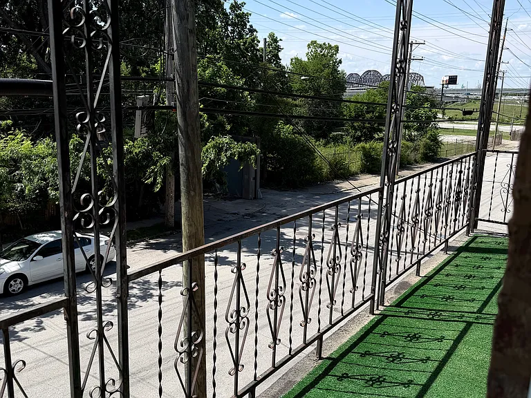 Balcony, towards river and bridge