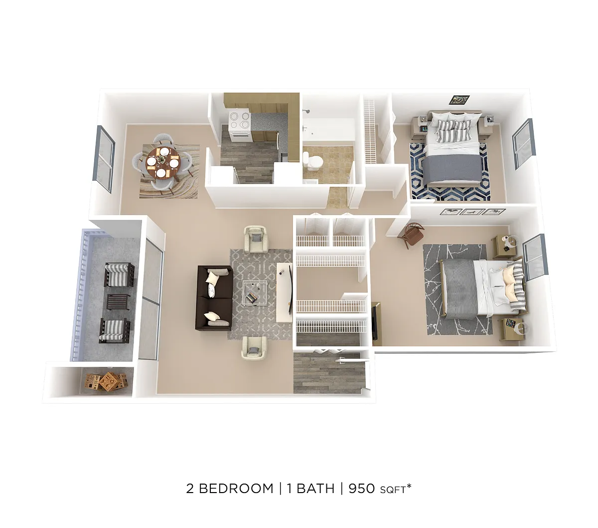 Floor plan 2b1b Gold Unit