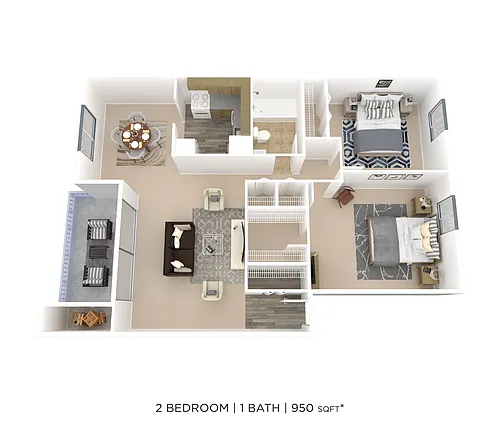 Floor plan 2b1b Platinum Unit