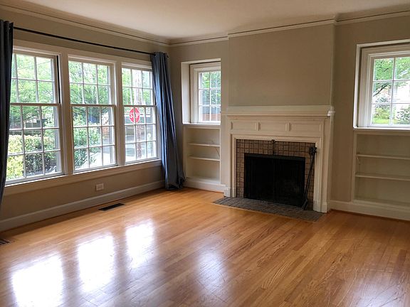 Living room with working fireplace