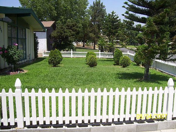 Side view of front lawn